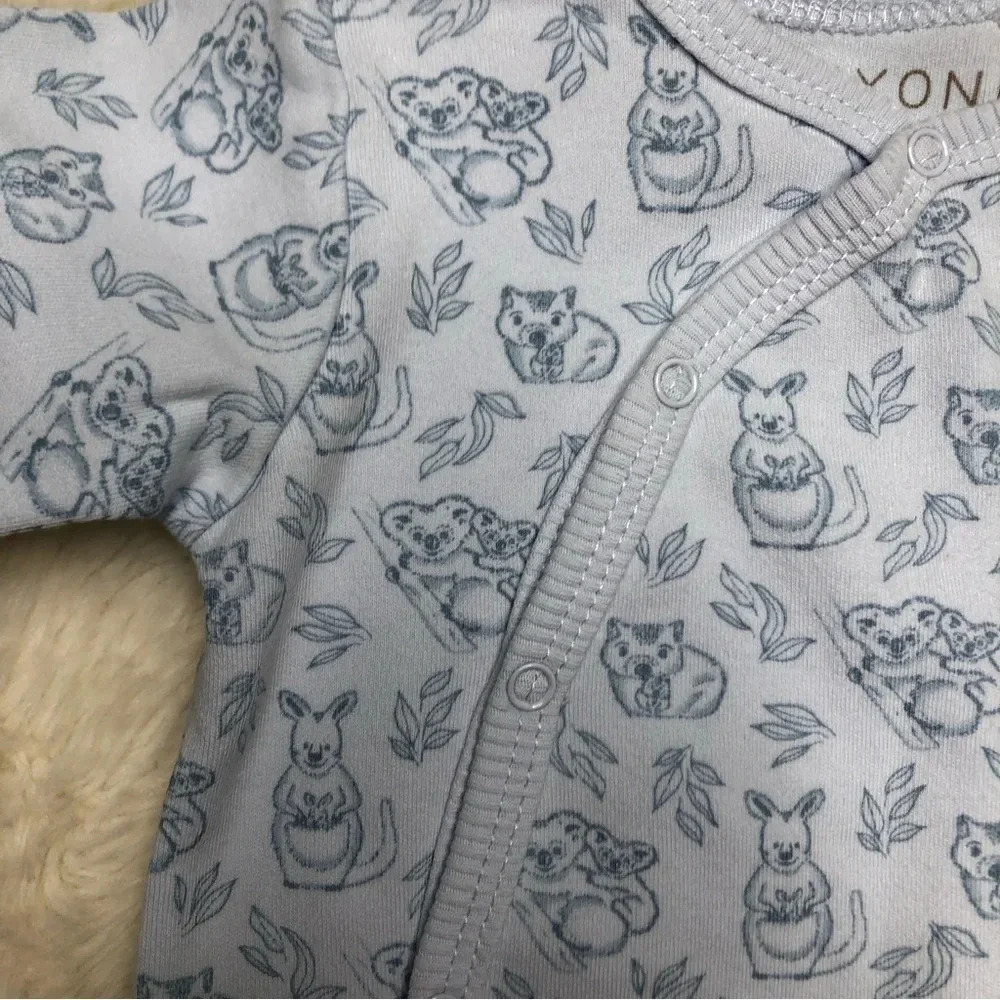 Fixoni Footed Onesie Pajamas  Kangaroo / Koloa Snaps Blue Size 1-3 Months - Picture 6 of 16